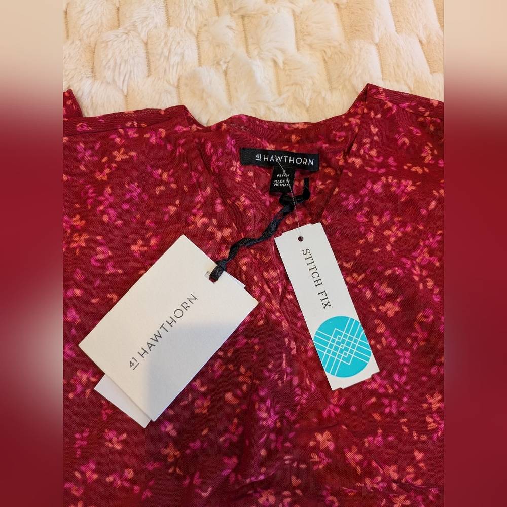 41 Hawthorn Sylvia short sleeve Flutter sleeve mesh wrap top stitch fix top - Picture 7 of 8